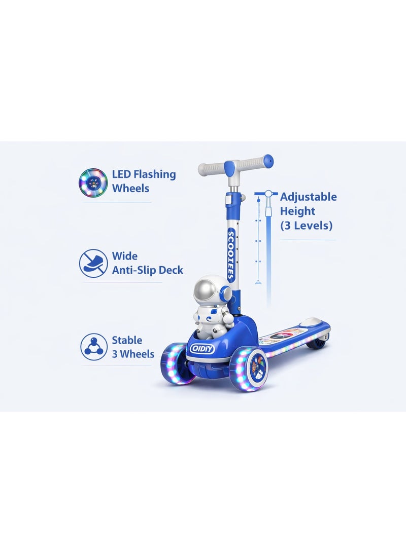 Kids Adjustable Scooter with LED Wheels, Height Adjustable 65–85 cm, 3-Wheel Stable Design, for Children Ages 2–8 Years - Image 3